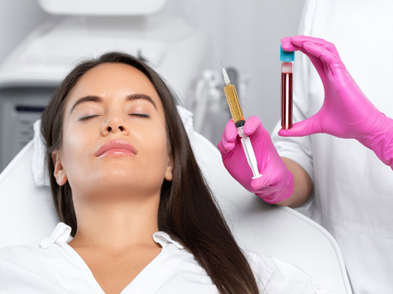lady receiving platelet-rich plasma therapy