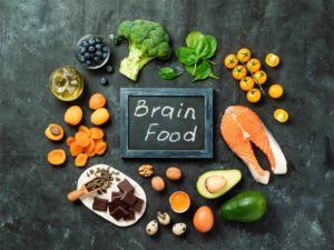 display of healthy food to keep brain from declining