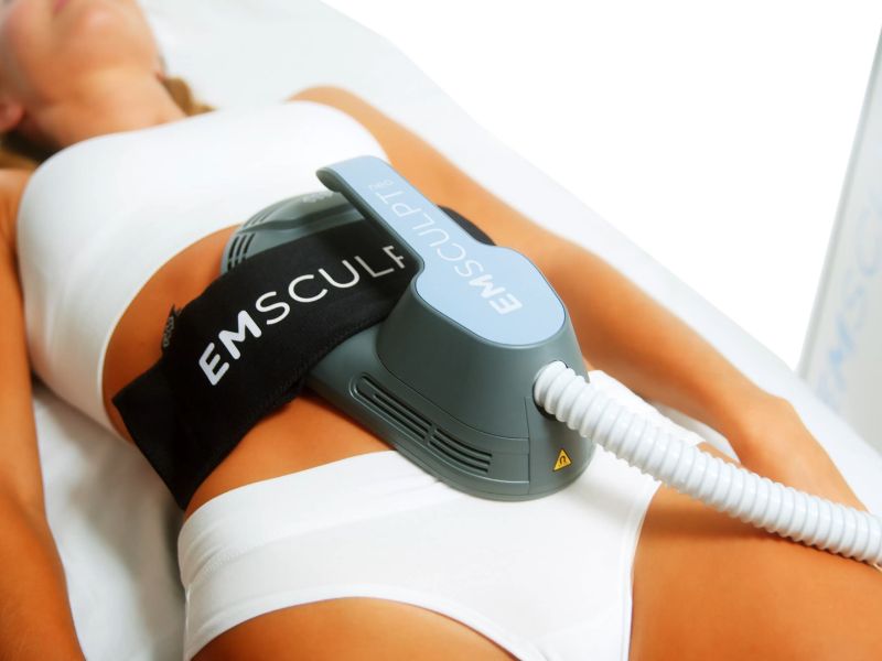 close up of skin treatment to illustrate Emface, Emsculpt, and Emsella
