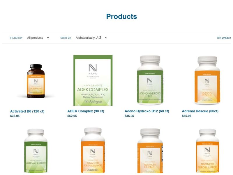 Pictures of Nava Health supplements and nutraceuticals in the online Nava Store