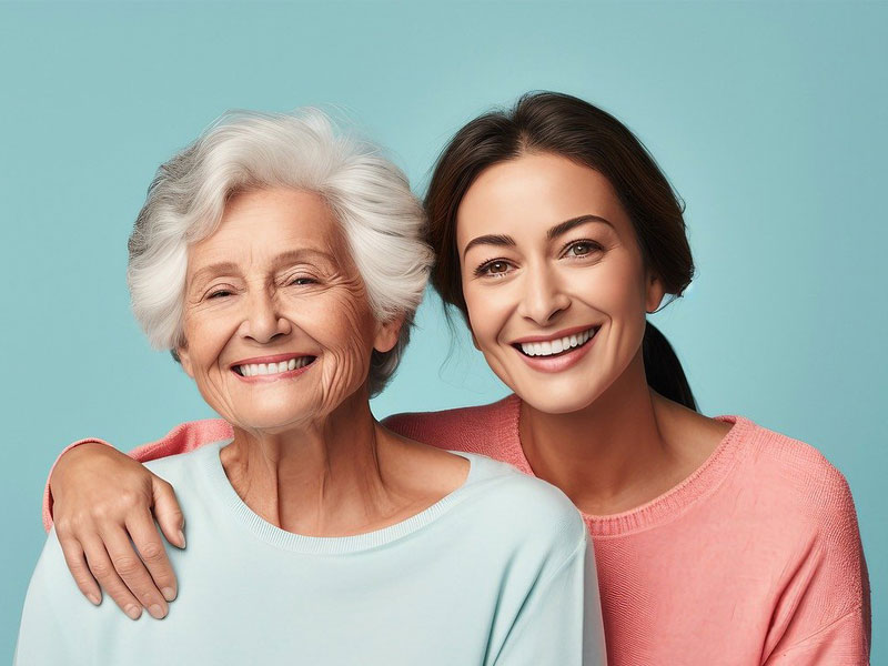 Adult daughter and mother pair to illustrate the power of magnesium supplements for healthy aging