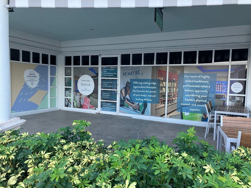 Outside of the Boca Raton Nava Health retail location in the Polo Club Shops