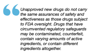 warning notice sent by the FDA about the dangers of buying semaglutide for weight loss from unauthorized online sellers