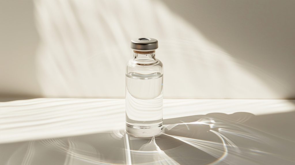 Medicine bottle of semaglutide with clear liquid