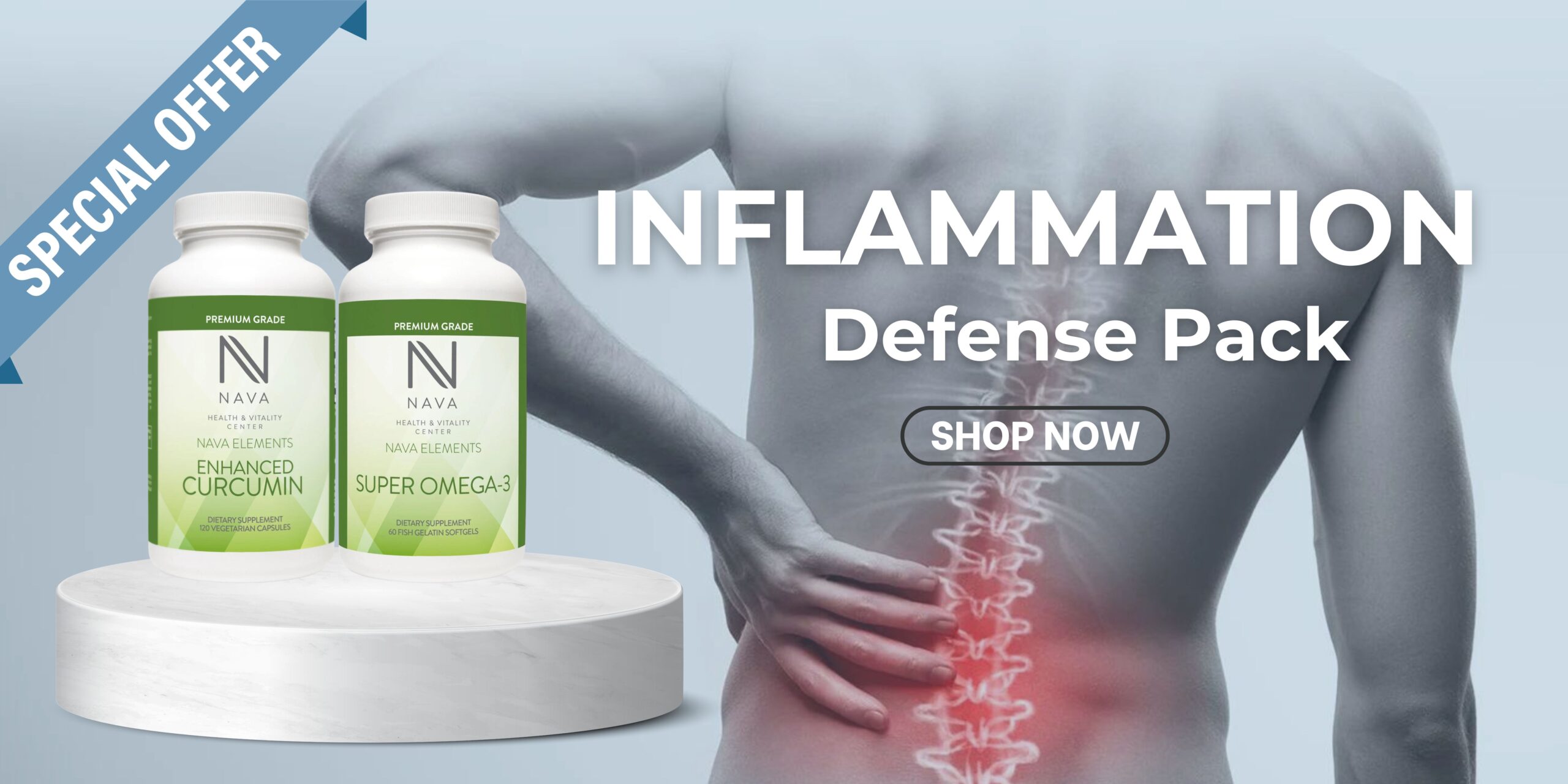 Inflammation defense pack featuring nava health supplements