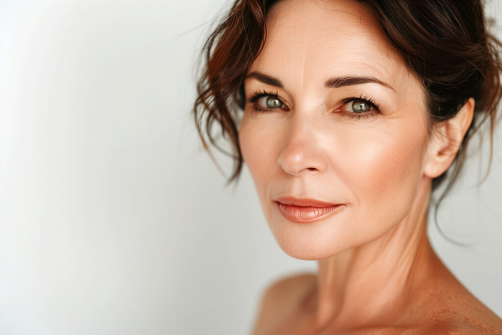 Portrait of an older lady highlights a natural and attractive appearance through good skincare and the use of anti-aging creams and cosmetics